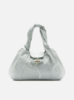 Bolsa Hobo Verde Couro Grande Tiras Metal