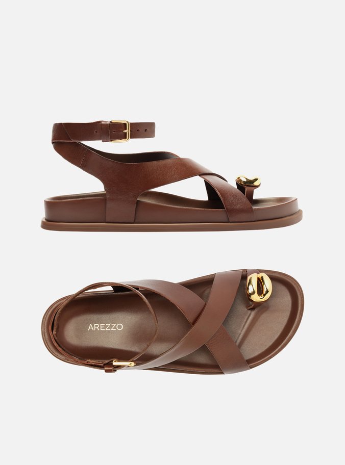 Sandália Papete Marrom Couro Metal Bold - Imagem 3