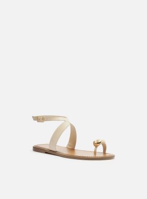 Sandália Rasteira Off-White Couro Metal Bold