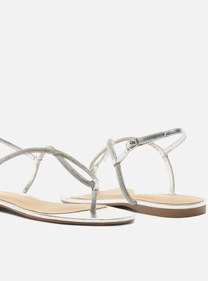 Sandália Rasteira Prata Strass Gota - Imagem 2
