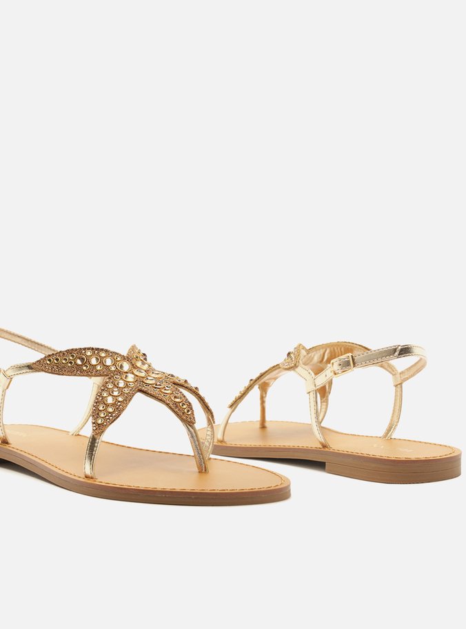 Sandália Rasteira Dourada Estrela-do-Mar Pedrarias - Imagem 2