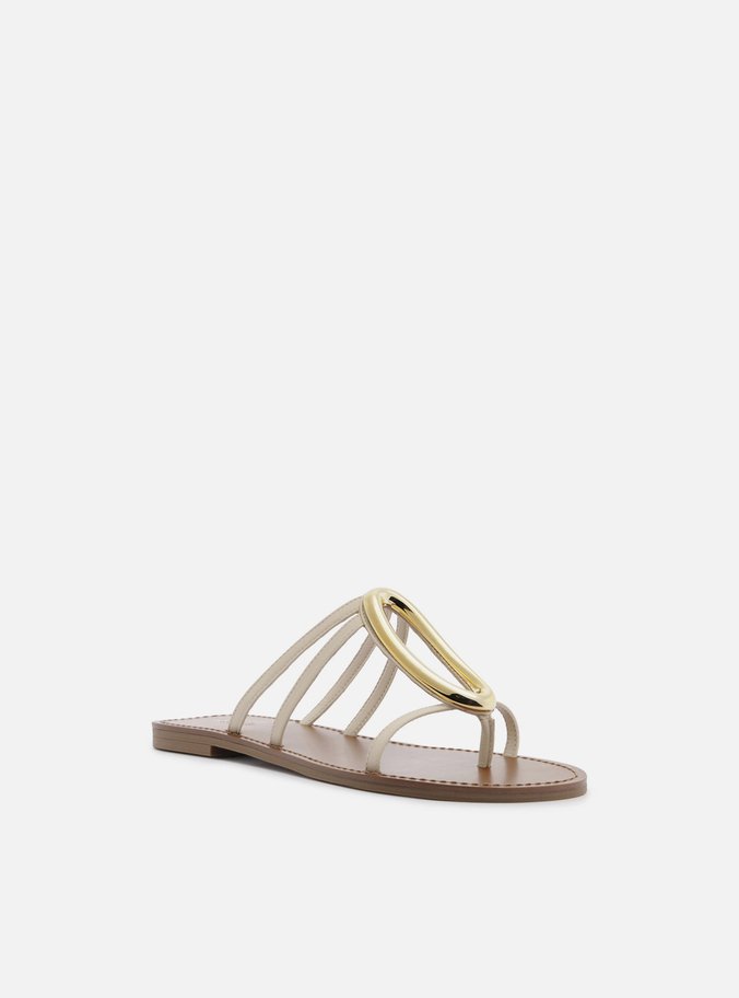 Rasteira Off White Tiras Metal Orgânico