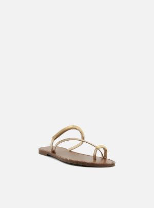 Rasteira Dourada Tiras Finas Metal Dourado