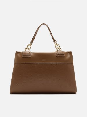 Bolsa Tote Marrom Texturizada Grande Básica