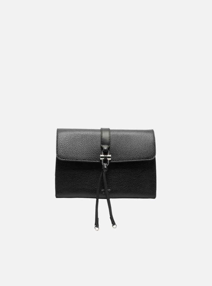 Bolsa Tiracolo Preta Pequena Detalhe Tiras Metal