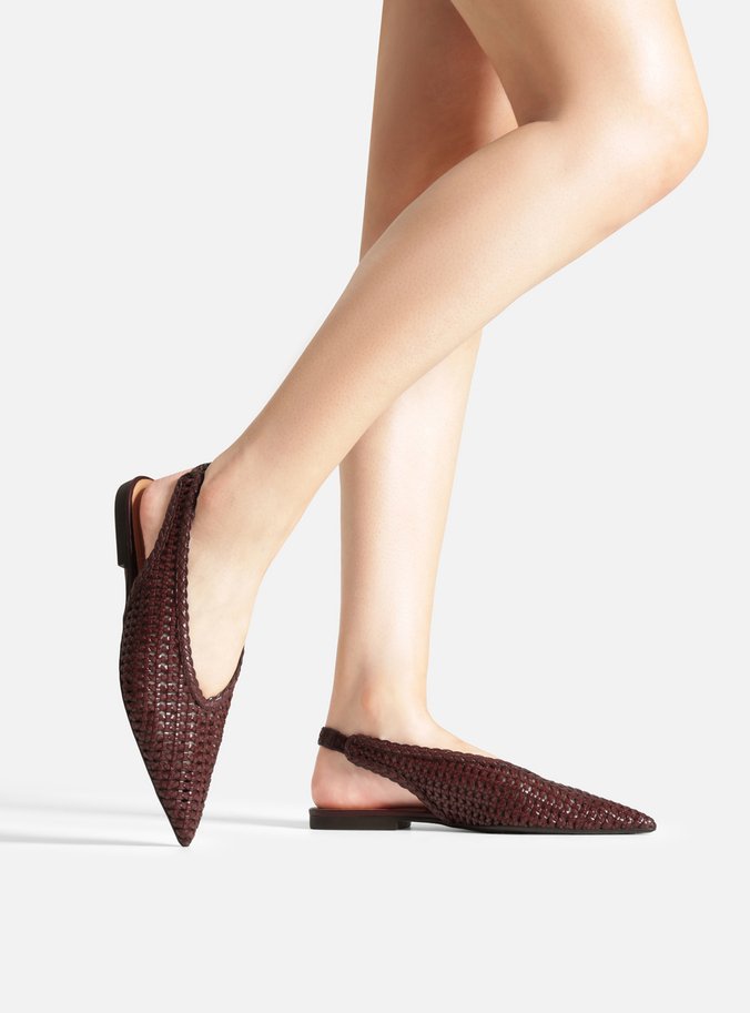 Sapatilha Bordô Tressê Bico Fino Slingback Iris - Imagem 2