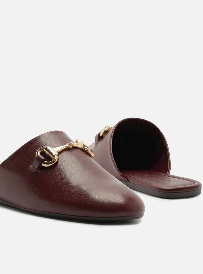 Mule Bordô Couro Bico Redondo Bridão - Imagem 3