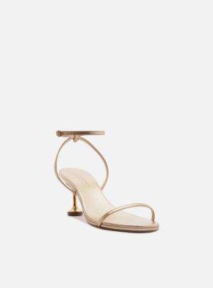 Sandália Dourada Salto Médio Taça Dourado