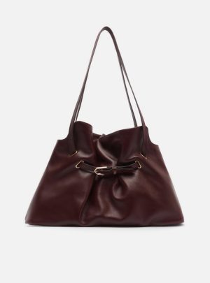 Bolsa Shopping Bordô Couro Grande Tira Fivela