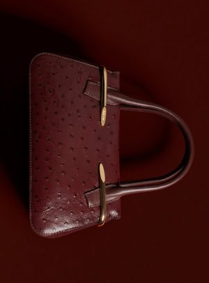 Bolsa Tote Bordô Couro Média Metais Textura