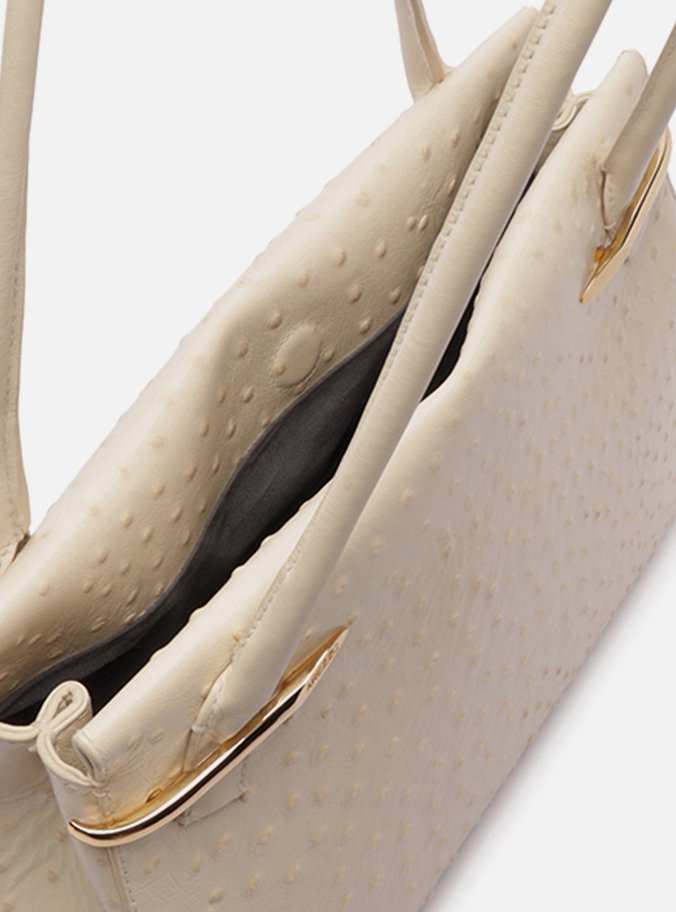 Bolsa Shopping Off-White Couro Grande Metais Textura - Imagem 3