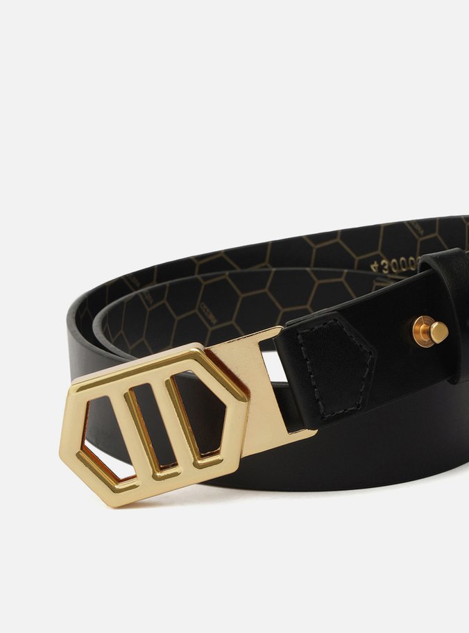 Cinto Preto Couro Médio Fivela Hexagonal - Imagem 3