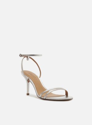 Sandália Prata Salto Fino Tiras