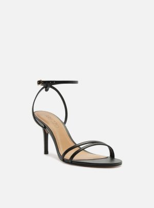 Sandália Preta Salto Fino Tiras