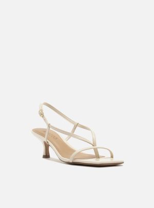 Sandália Branca Salto Fino Tiras Finas