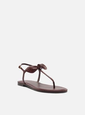 Sandália Rasteira Bordô Tiras Slim Laço