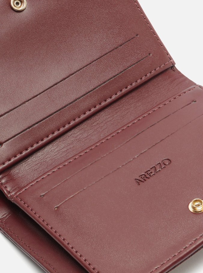 Carteira Vinho Couro Pequena Zíper Tag Metal - Imagem 3