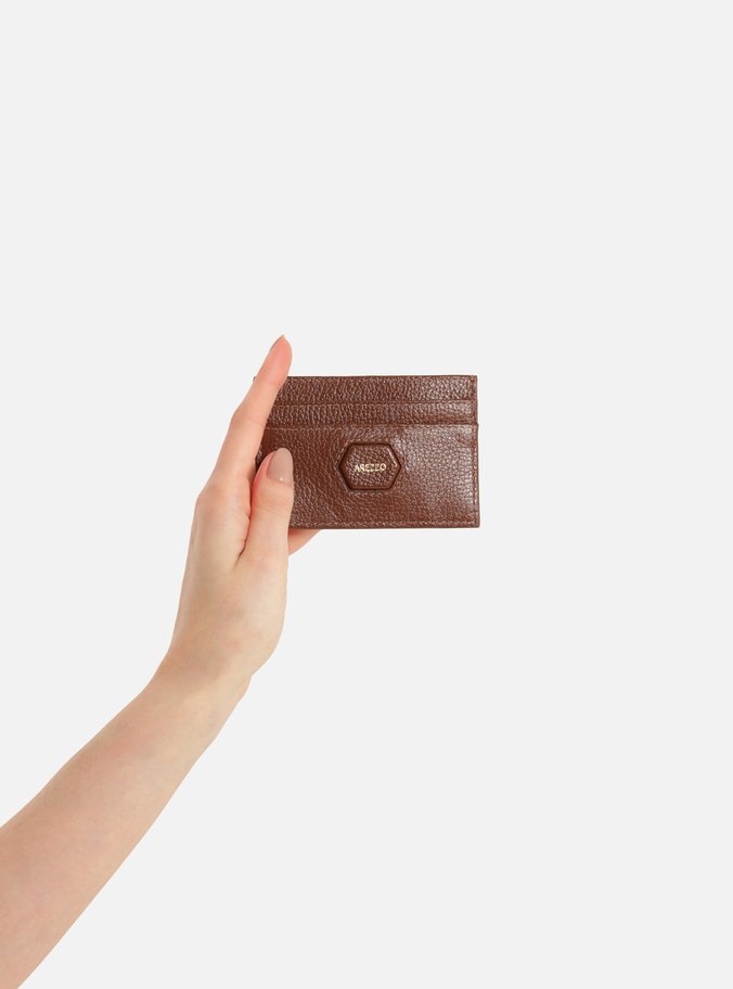 Porta-Cartões Marrom Couro Tag Hexagonal - Imagem 2