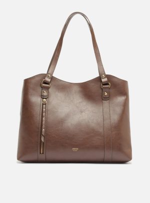 Bolsa Shopping Marrom Grande Bolso Frontal Zíper