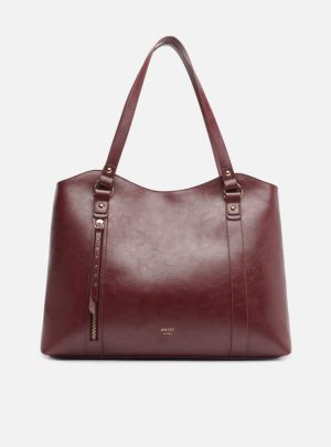 Bolsa Shopping Bordô Grande Bolso Frontal Zíper