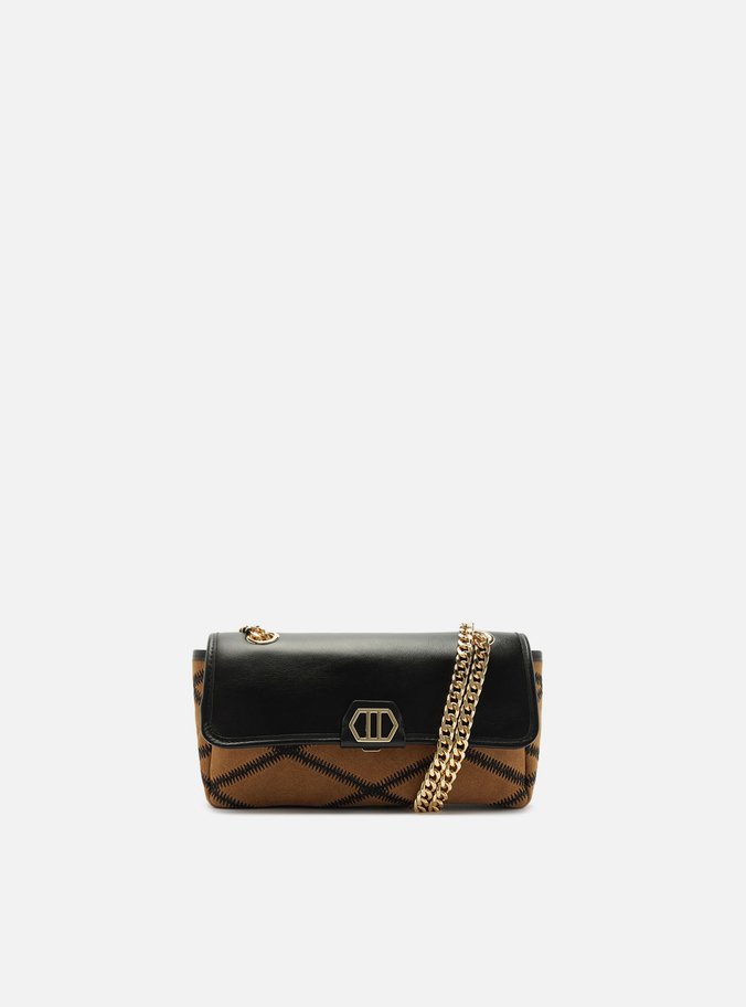 Bolsa Tiracolo Marrom Couro Pequena Corrente