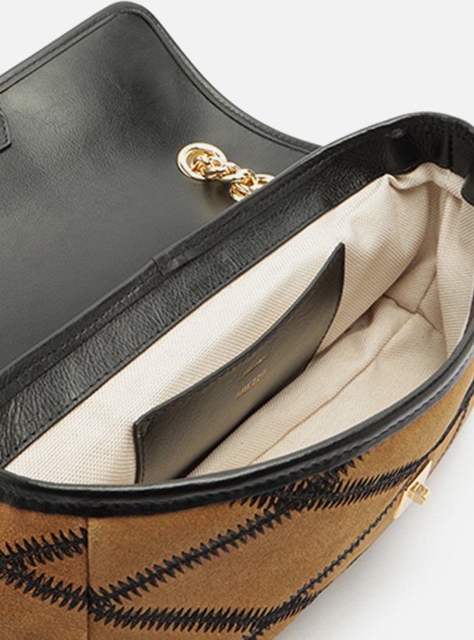 Bolsa Tiracolo Marrom Couro Pequena Corrente - Imagem 2