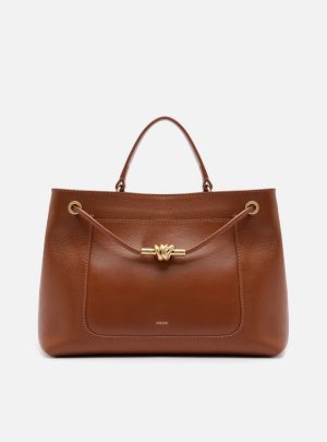 Bolsa Tote Marrom Couro Helena Grande Nó