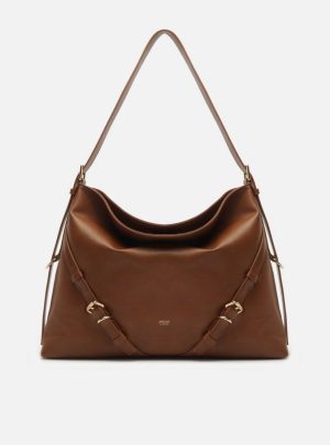 Bolsa Shoulder Marrom Grande Fivelas