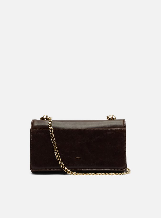 Bolsa Tiracolo Marrom Couro Média Metal Dourado - Imagem 2