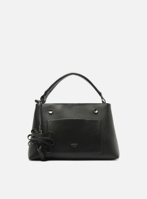 Bolsa Tote Preta Média Bolso Frontal Charm