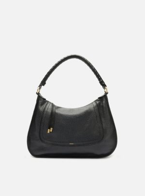 Bolsa Hobo Preta Couro Média Alça Trançada
