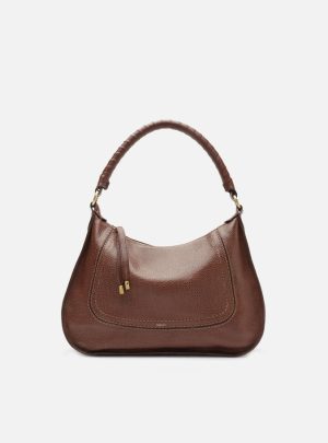 Bolsa Hobo Marrom Couro Média Alça Trançada