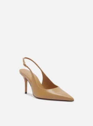 Scarpin Marrom Salto Fino Fivela Slingback